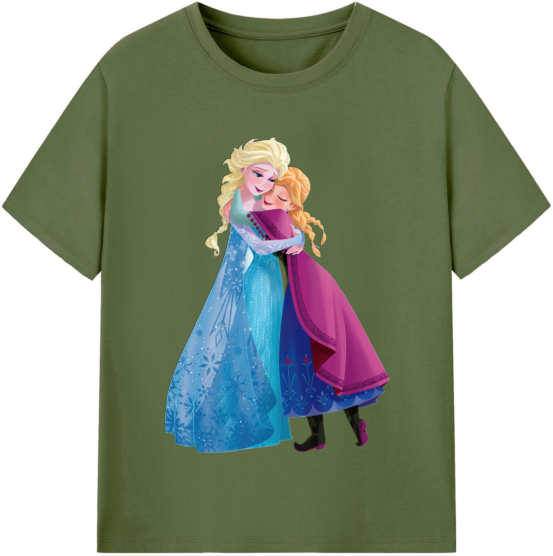 （画像用） アナと雪の女王 アンナ エルサ Frozen Anna Elsa 綿100％半袖Tシャツ（フロントプリント）